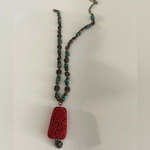 Cinnabar/ Turquoise Pendant Necklace